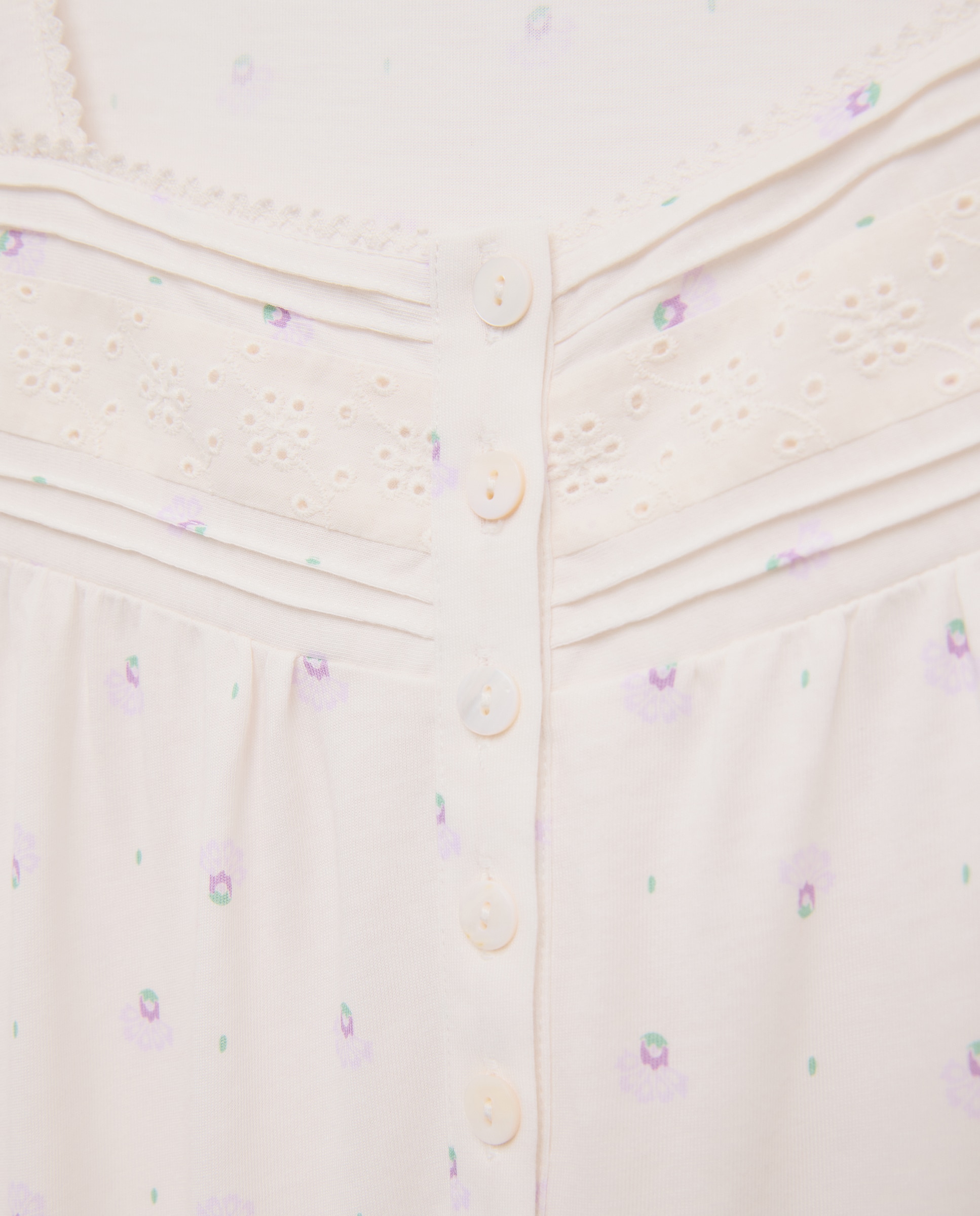 Camisa de Dormir Estampada com Alças Branco-5