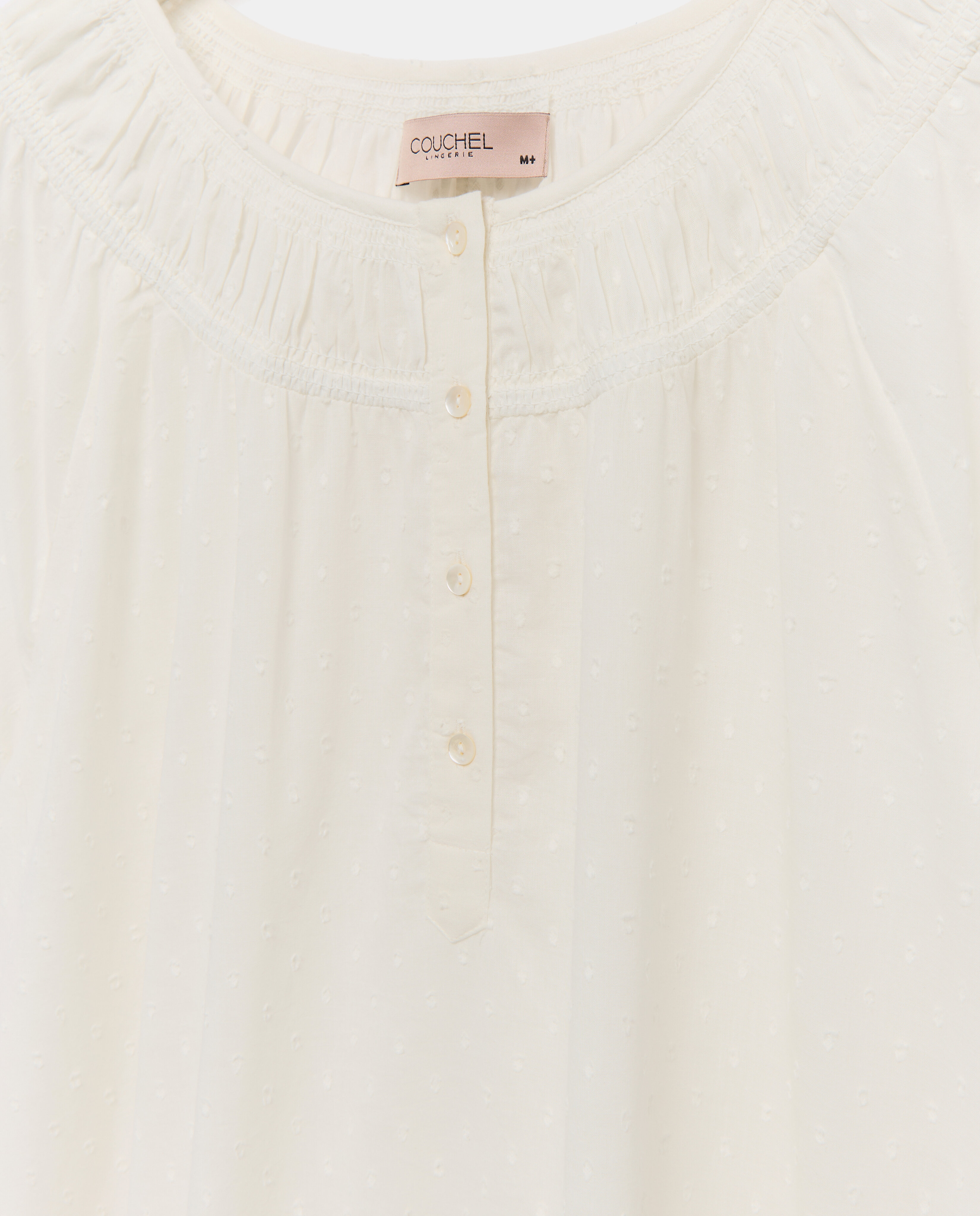 Camisa de Dormir Dobby com Bordado Floral 120 Cru-5