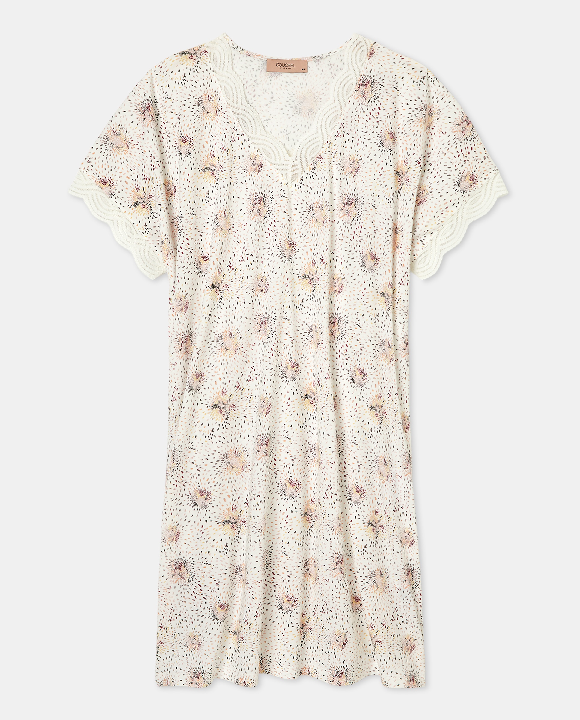 Camisa de Dormir de Estampado Floral com Manga Curta Multicolor-4