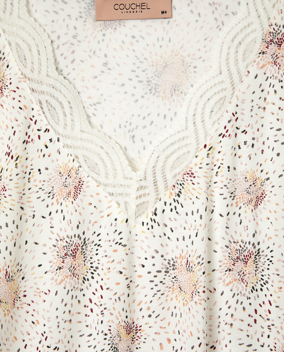 Camisa de Dormir de Estampado Floral com Manga Curta Multicolor-5