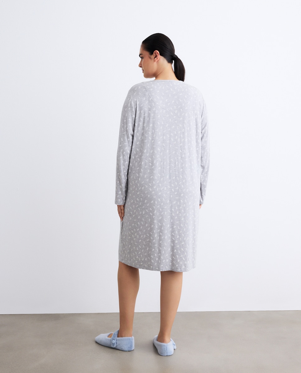 Camisa de Dormir com Detalhe de Carcela Cinzento-claro-3