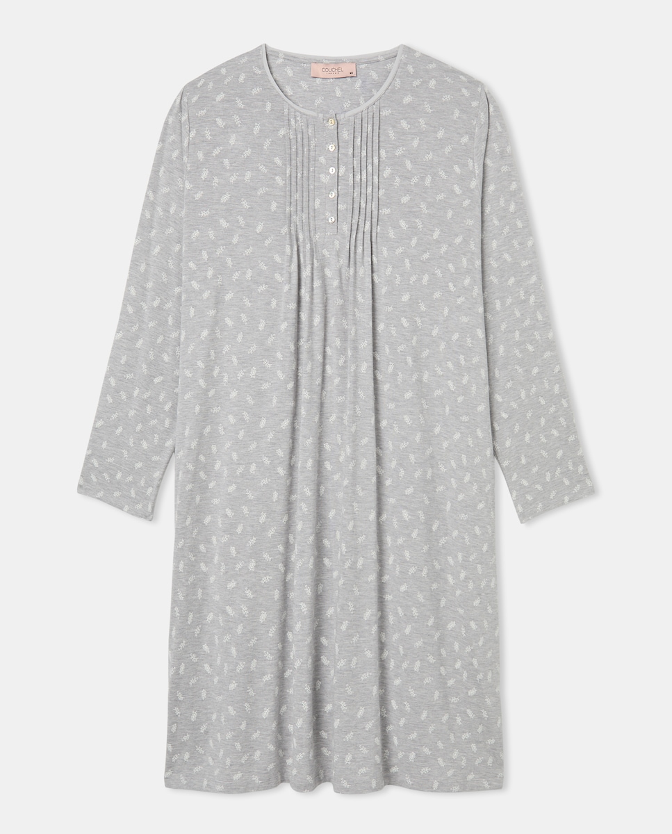 Camisa de Dormir com Detalhe de Carcela Cinzento-claro-4