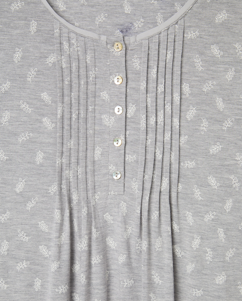 Camisa de Dormir com Detalhe de Carcela Cinzento-claro-5