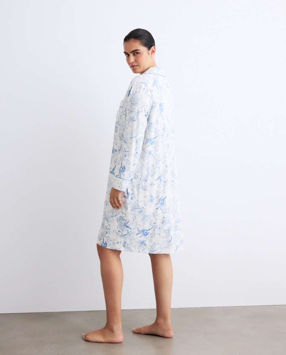 Camisa de Dormir Estampada Azul-3
