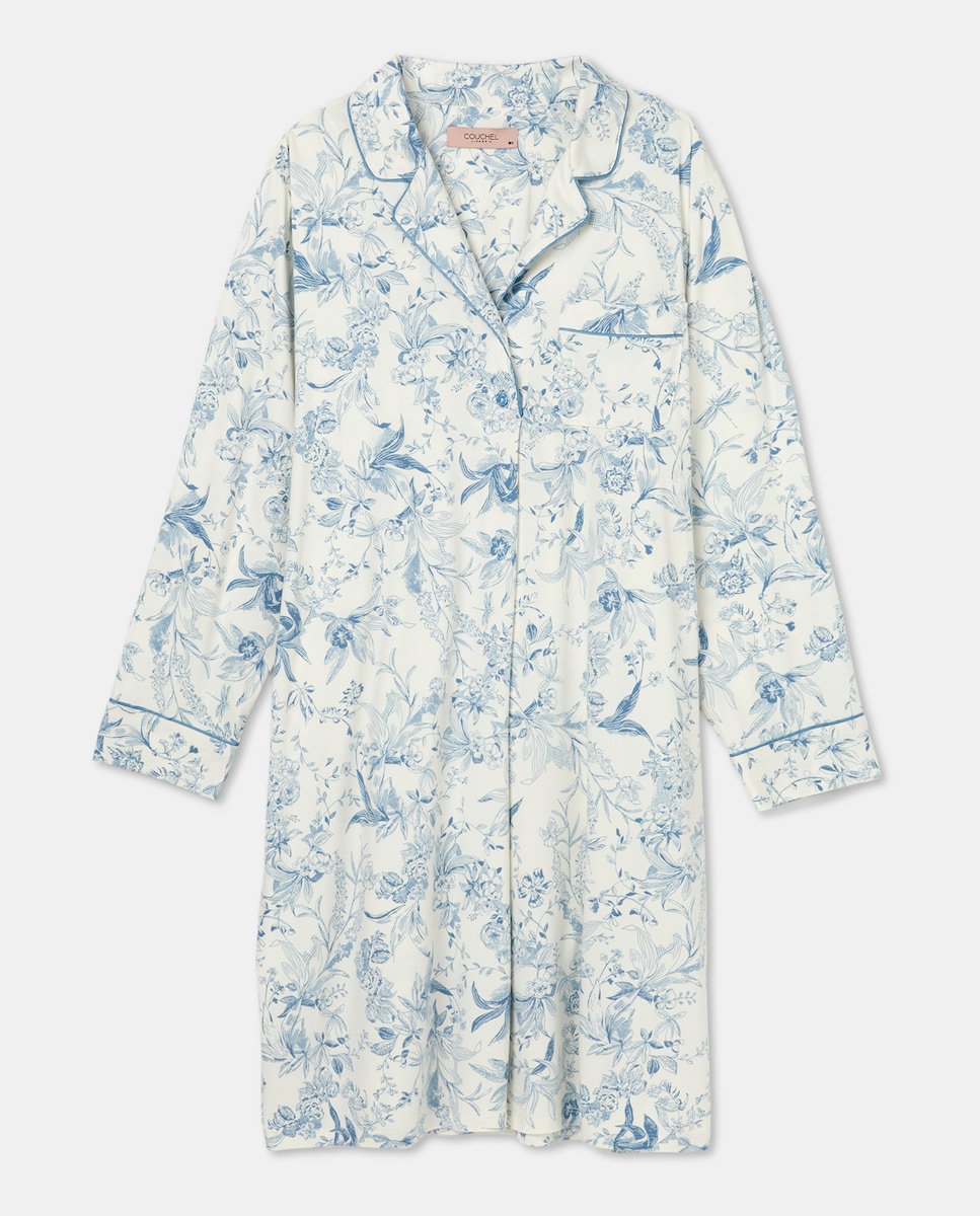 Camisa de Dormir Estampada Azul-4
