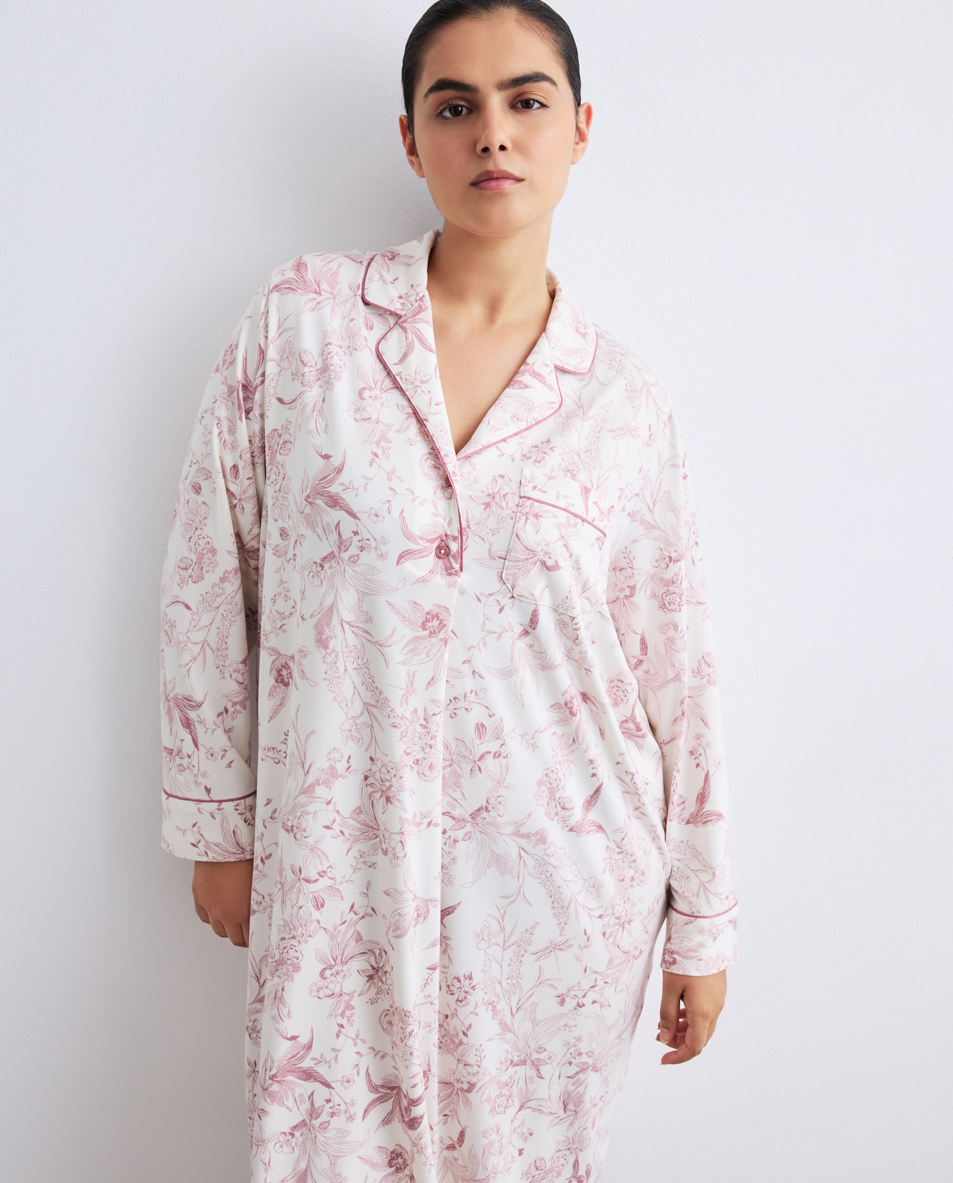 Camisa de Dormir Estampada Rosa-2
