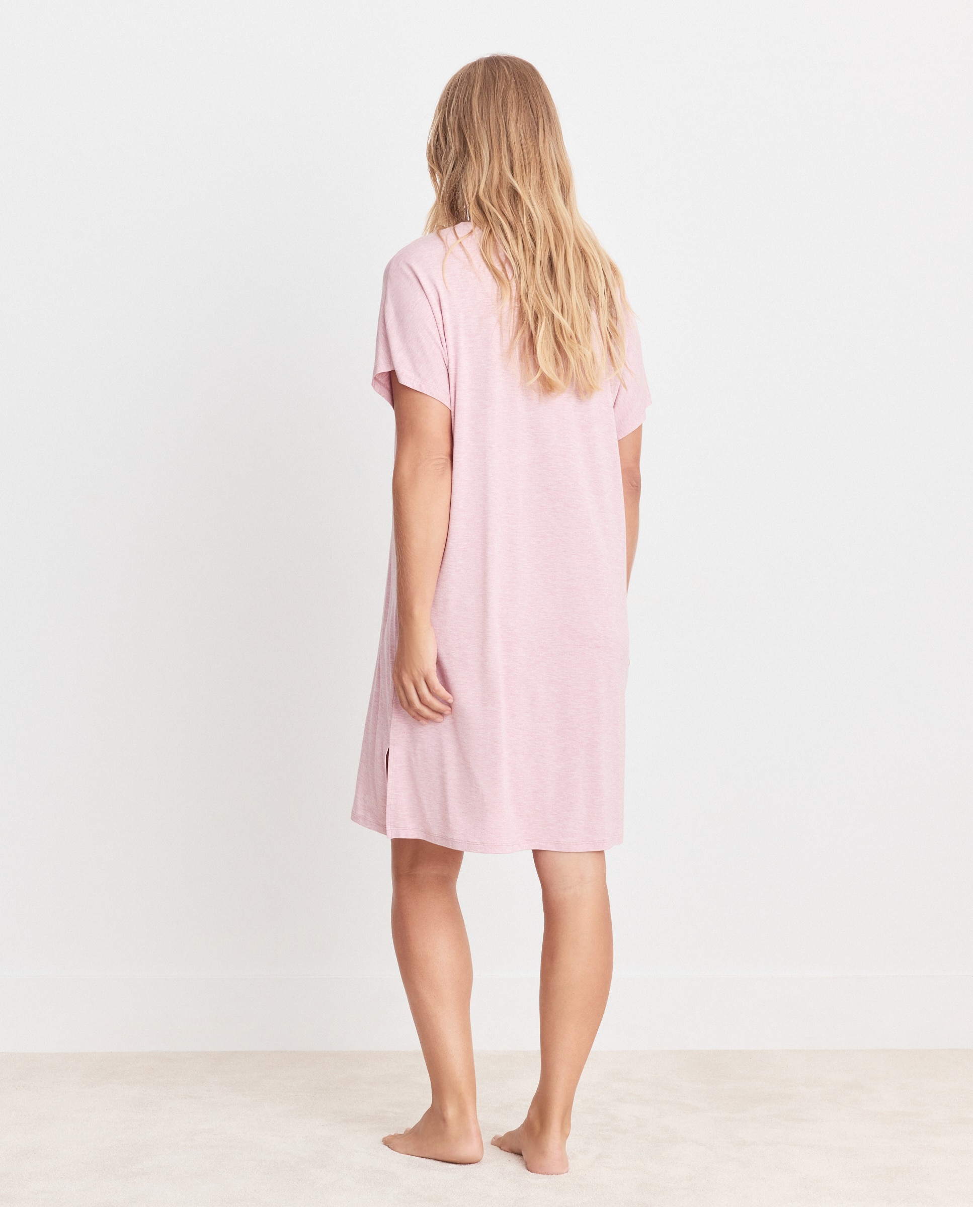 Camisa de dormir com Detalhe na Gola 200 Rosa-3
