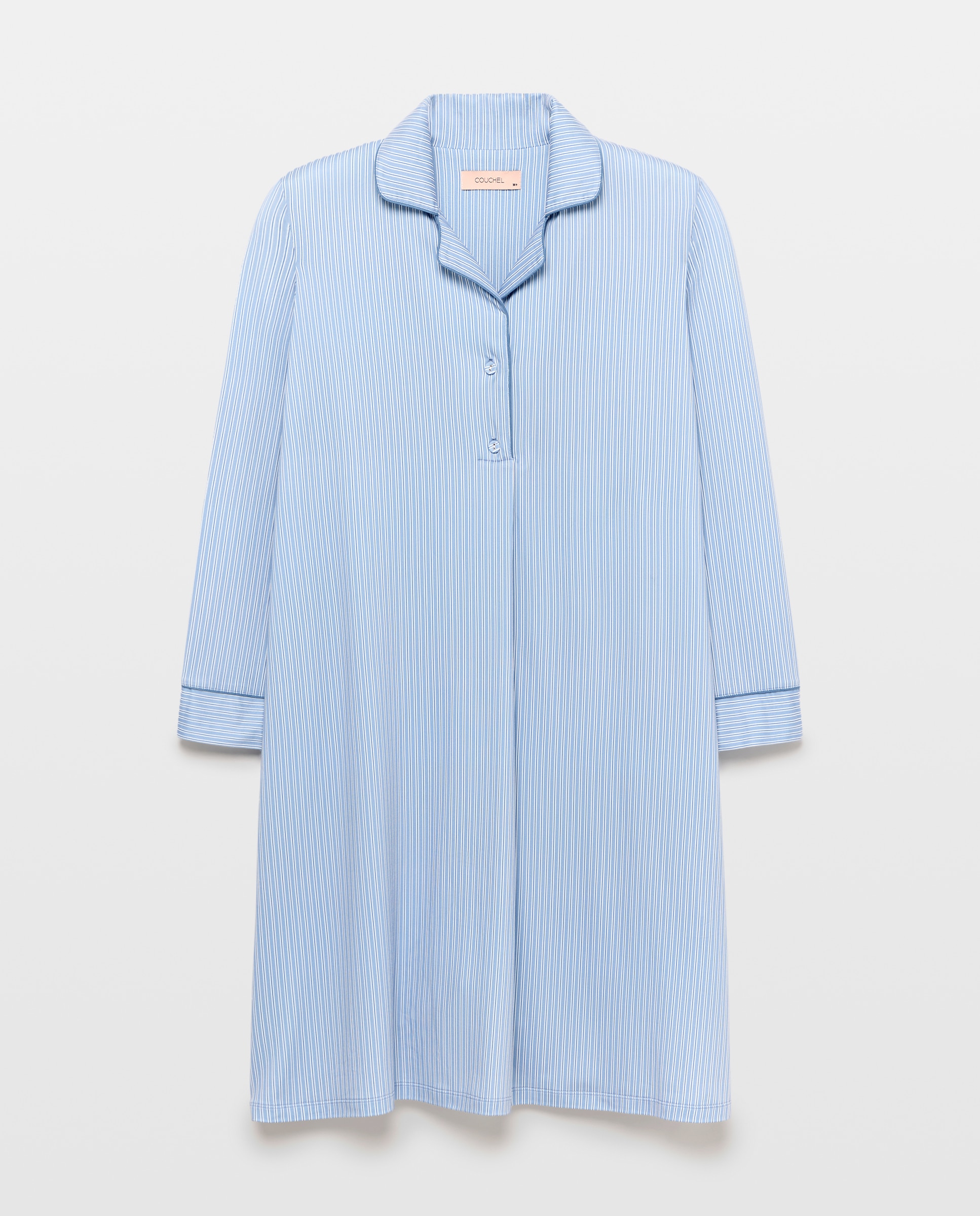 Camisón de mujer de botones con rayas - Couchel - Azul Azul-4