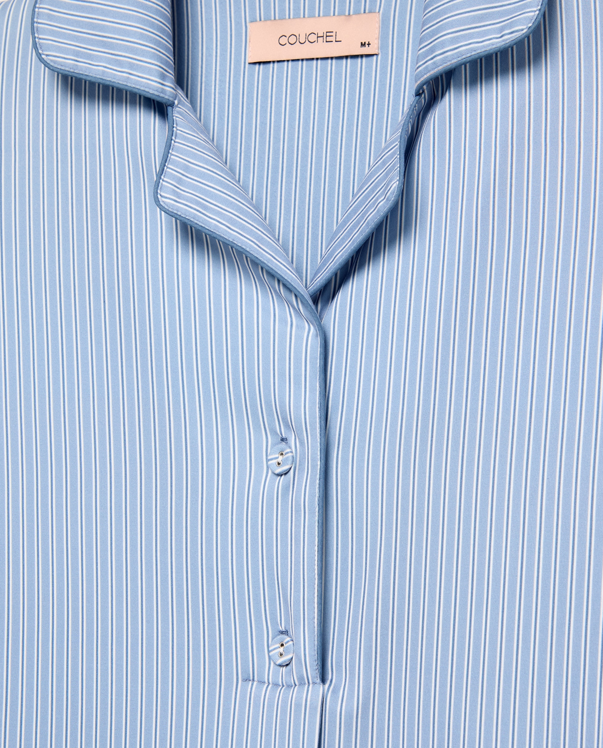Camisón de mujer de botones con rayas - Couchel - Azul Azul-5