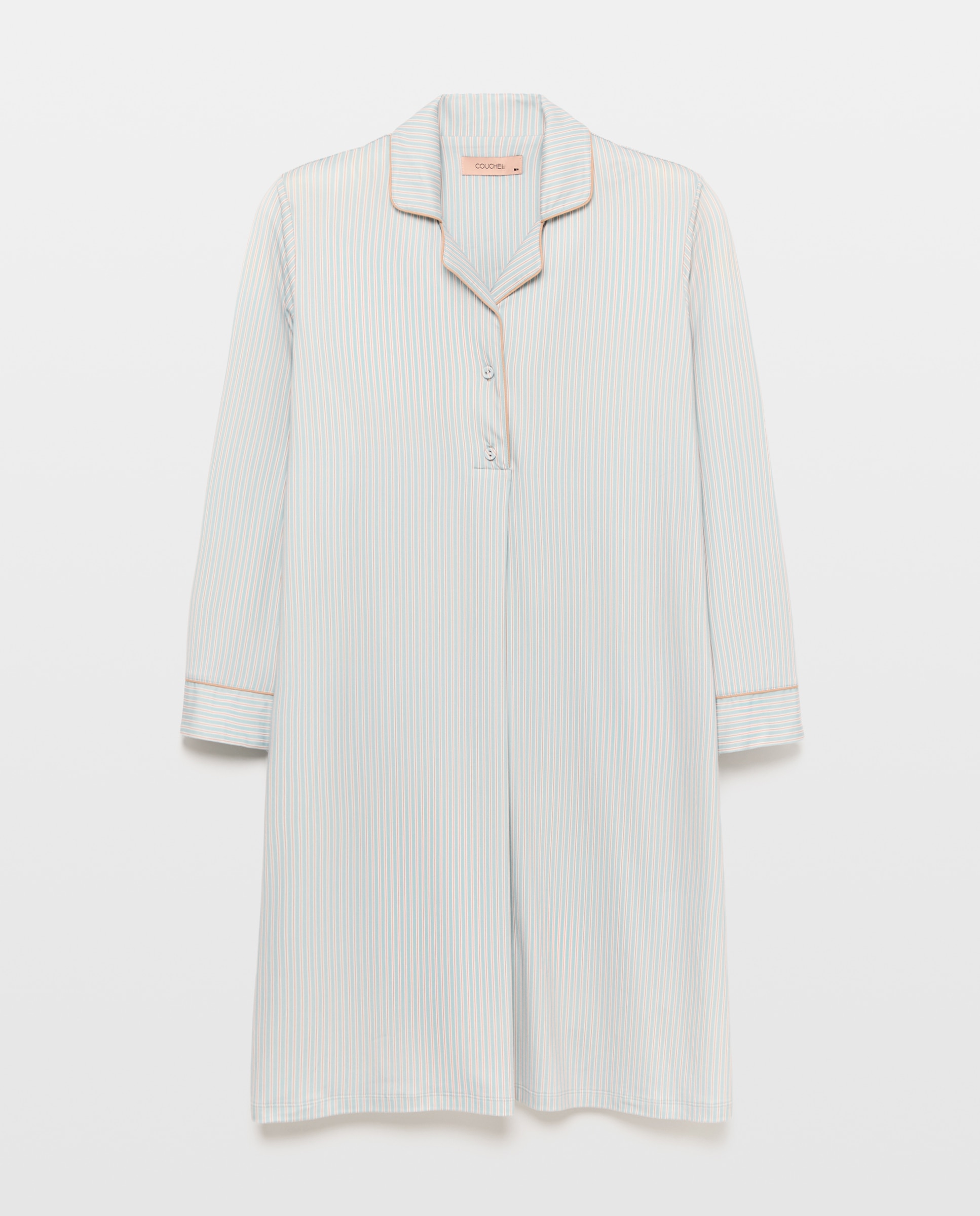 Camisa de Dormir de Botões às Riscas Verde-4