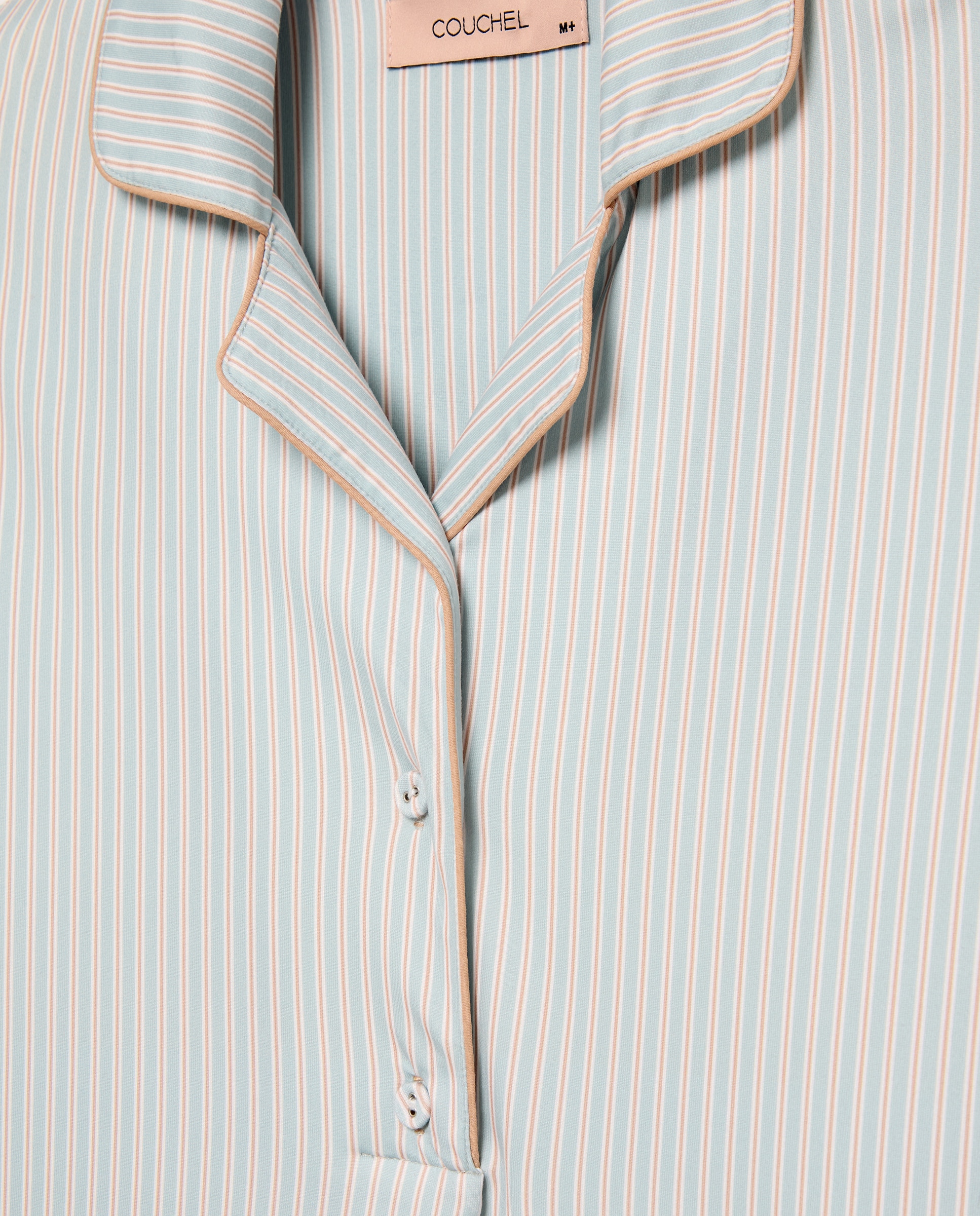 Camisa de Dormir de Botões às Riscas Verde-5