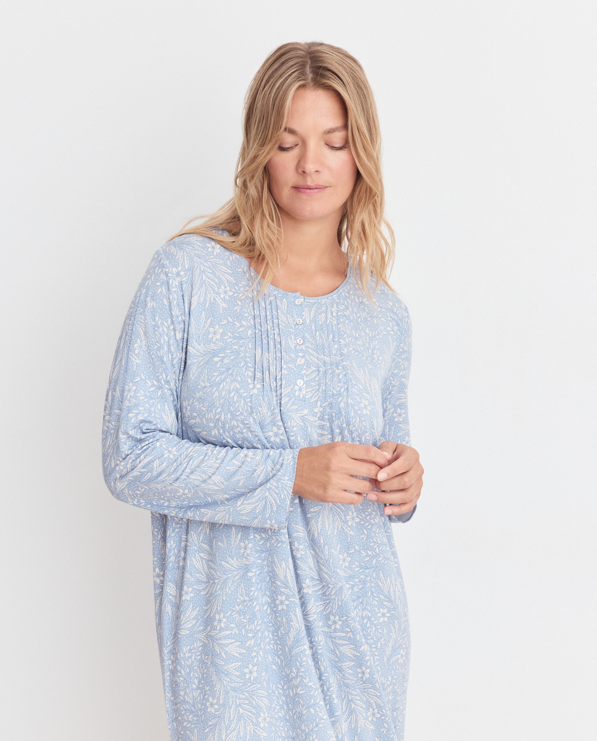 Camisa de Dormir com Carcela Azul-2