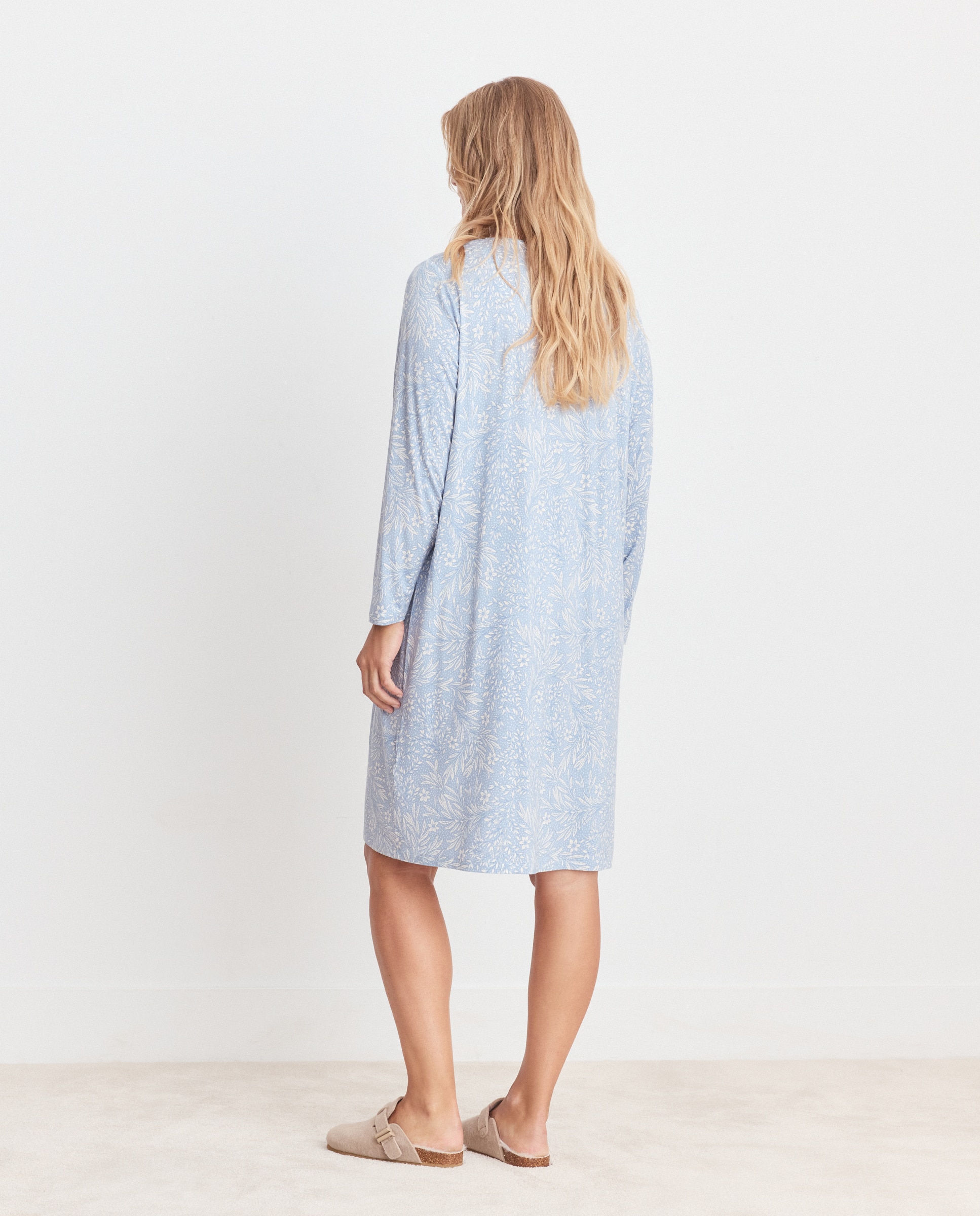 Camisa de Dormir com Carcela Azul-3