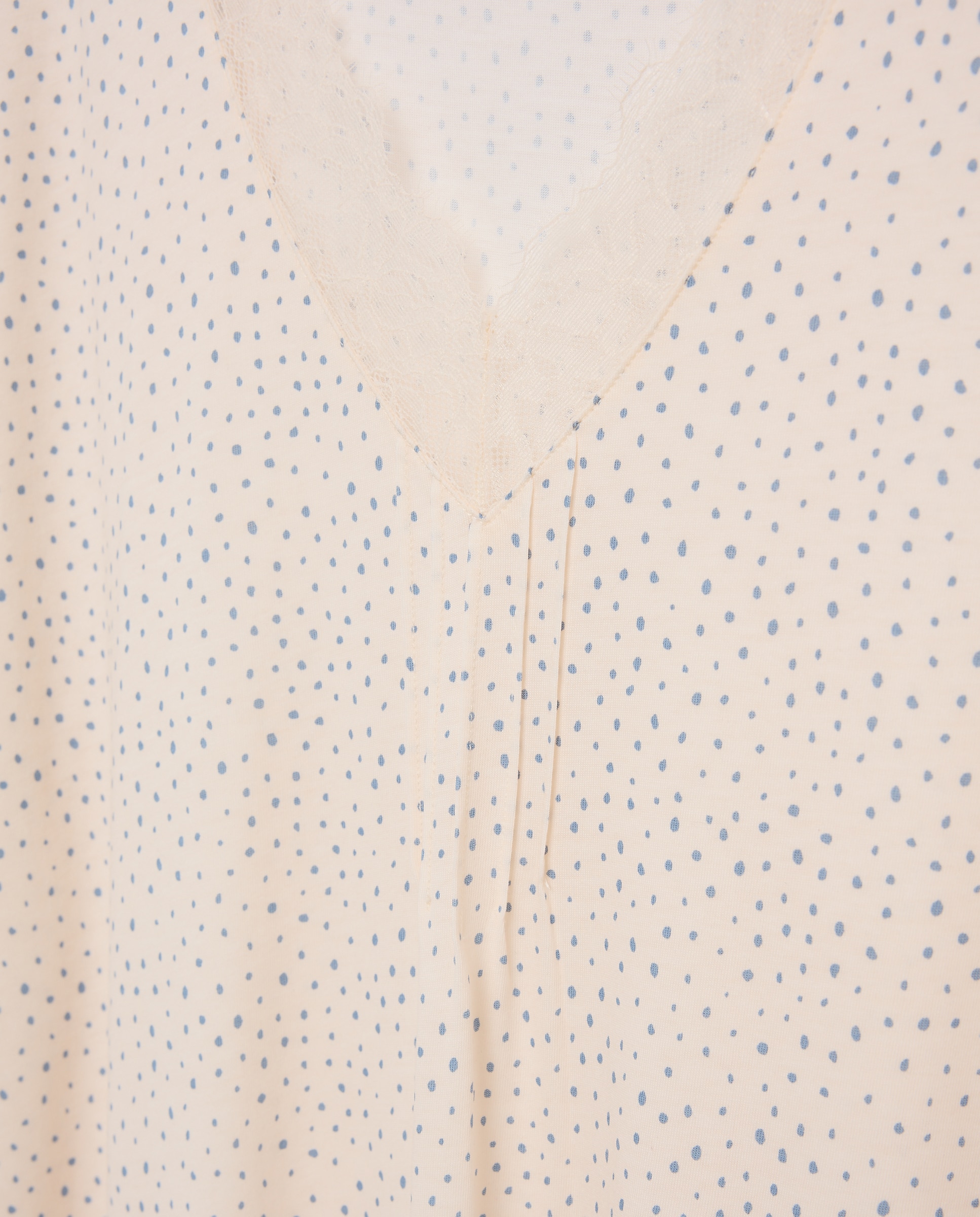 Camisa de Dormir com Decote em Bico e Detalhes de Renda Azul-5