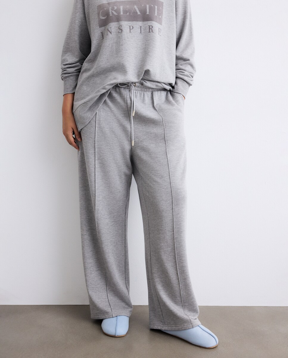 Calças regular de mulher 820 Cinzento Médio-1