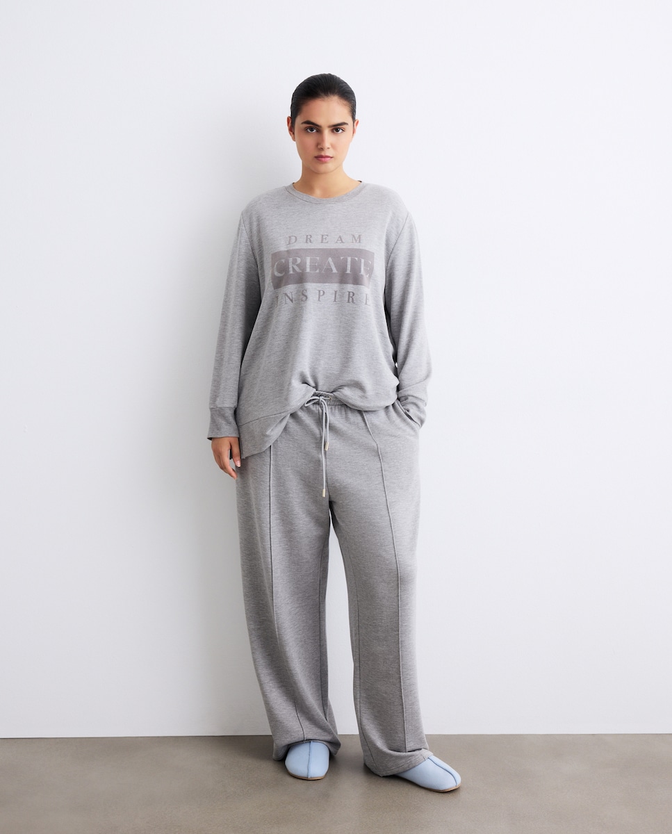 Calças regular de mulher 820 Cinzento Médio-2