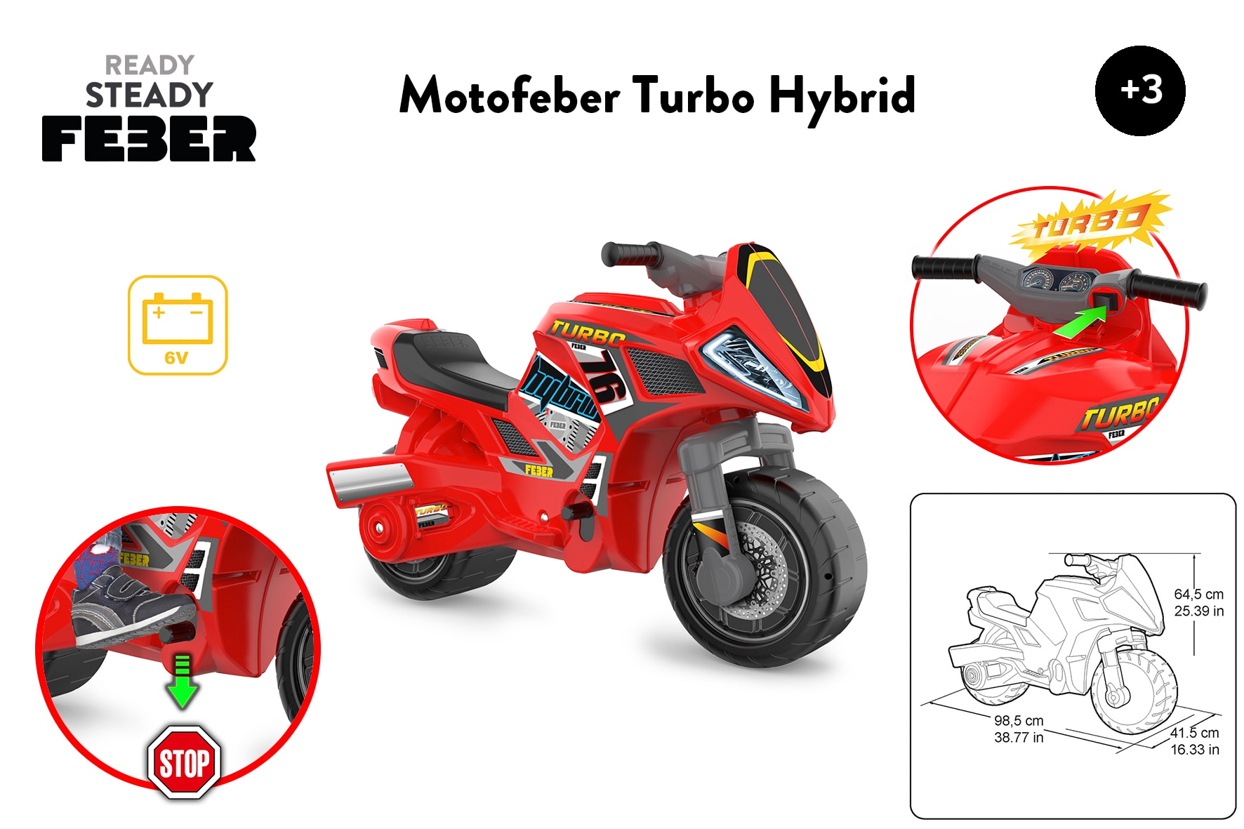 Moto de juguete bebé infantil Motofeber Turbo Hybrid 6V 7