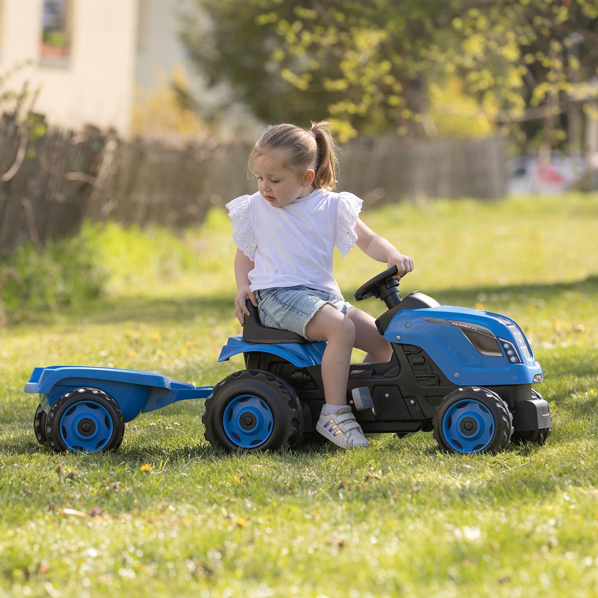 Tractor Farmer XL Azul con Remolque Smoby 6