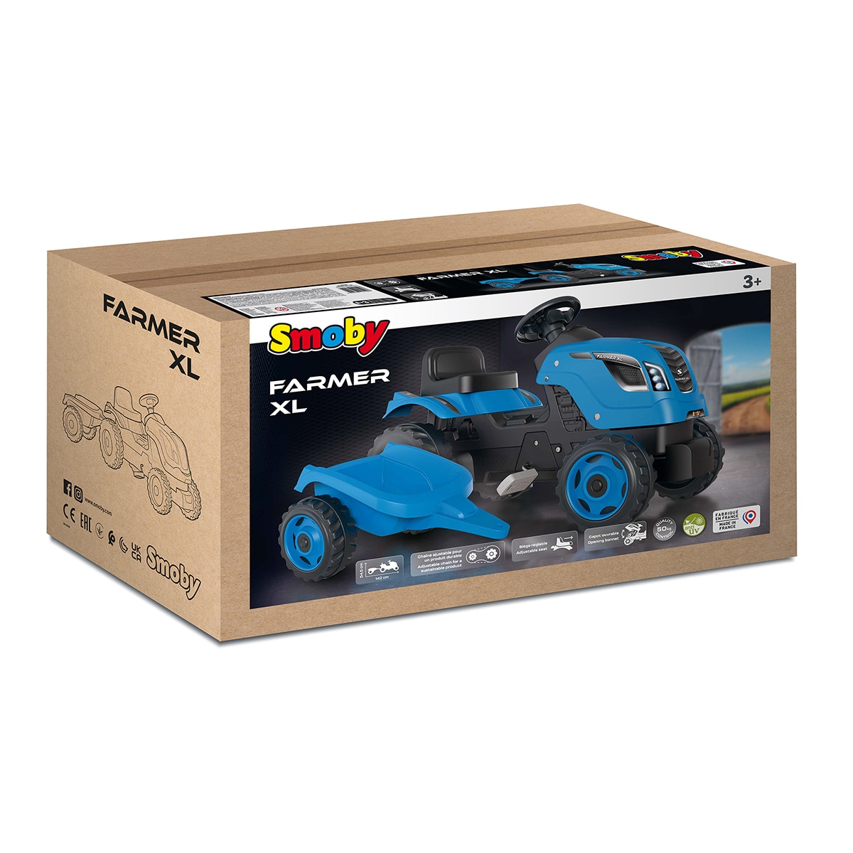 Tractor Farmer XL Azul con Remolque Smoby 8