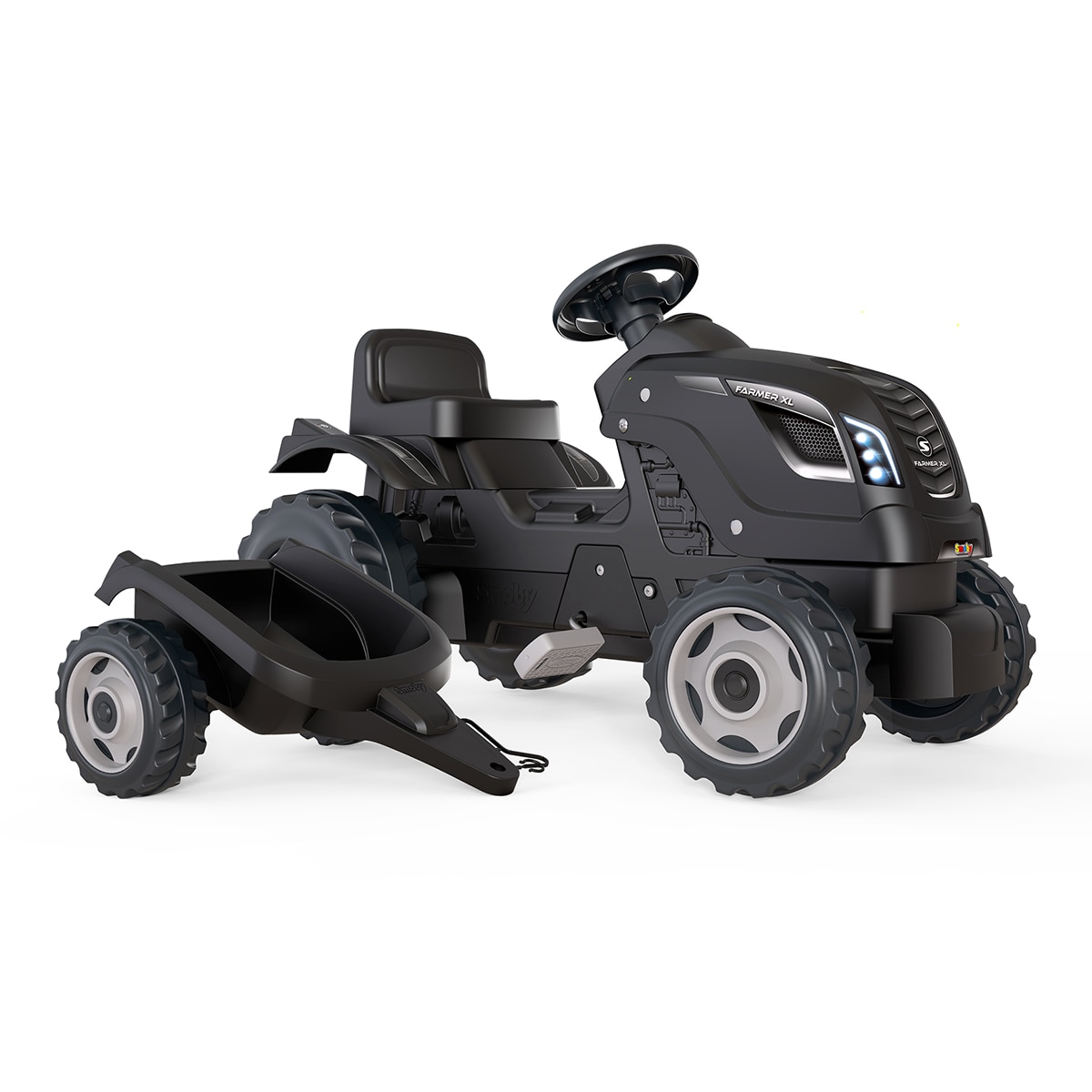 Tractor Farmer XL Negro con Remolque Smoby 2