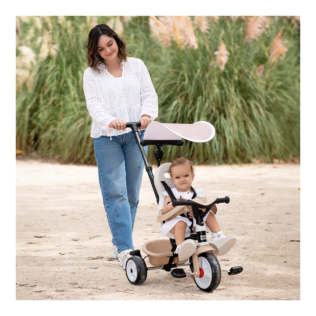 Smoby Triciclo Baby Balade 3 En 1 Beige: Freno, Asiento Ergo, Parasol Anti-UV Y Ruedas EVA, Desde 3 Meses