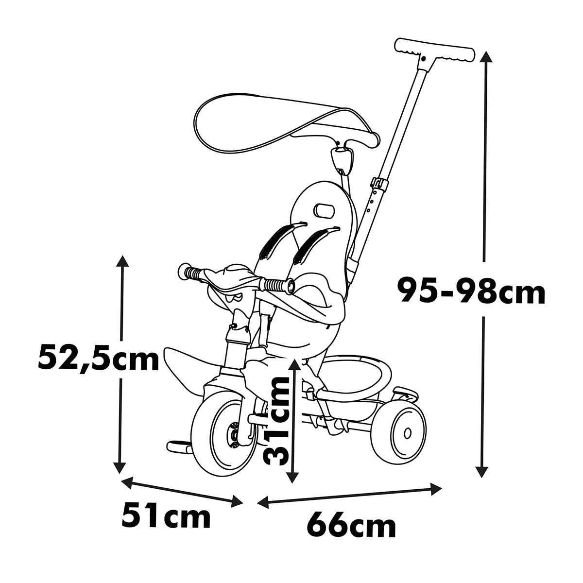 Triciclo Baby Balade Beige progresivo 3 en 1 que combina seguridad, comodidad y diversión Smoby 7