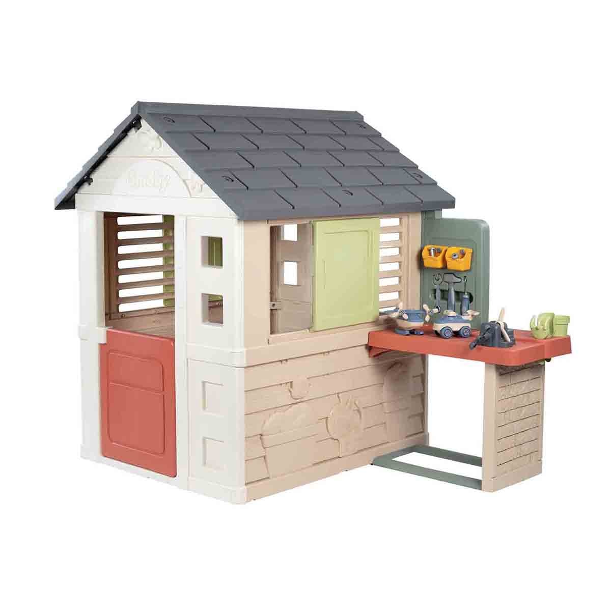 Imagen 0 de Casa Nature perfecta para interior y exterior por su tamaño y resistencia con un banco de trabajo exterior Smoby