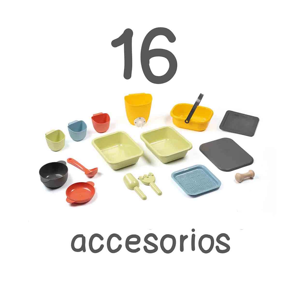 Casa de juego con cocina de barro con platos,cesta,depósito de agua de 1 litro Smoby Life 2