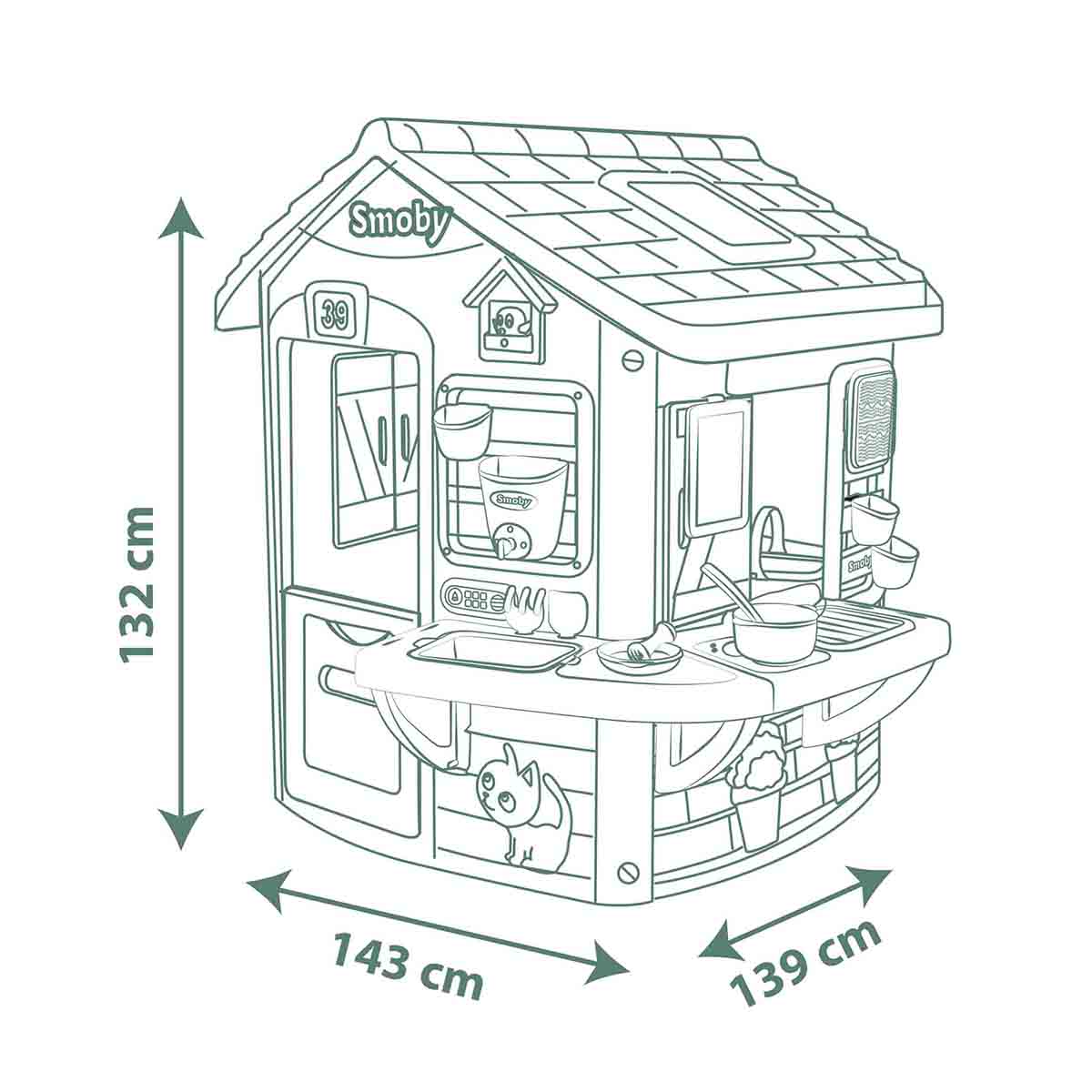 Casa de juego con cocina de barro con platos,cesta,depósito de agua de 1 litro Smoby Life 3