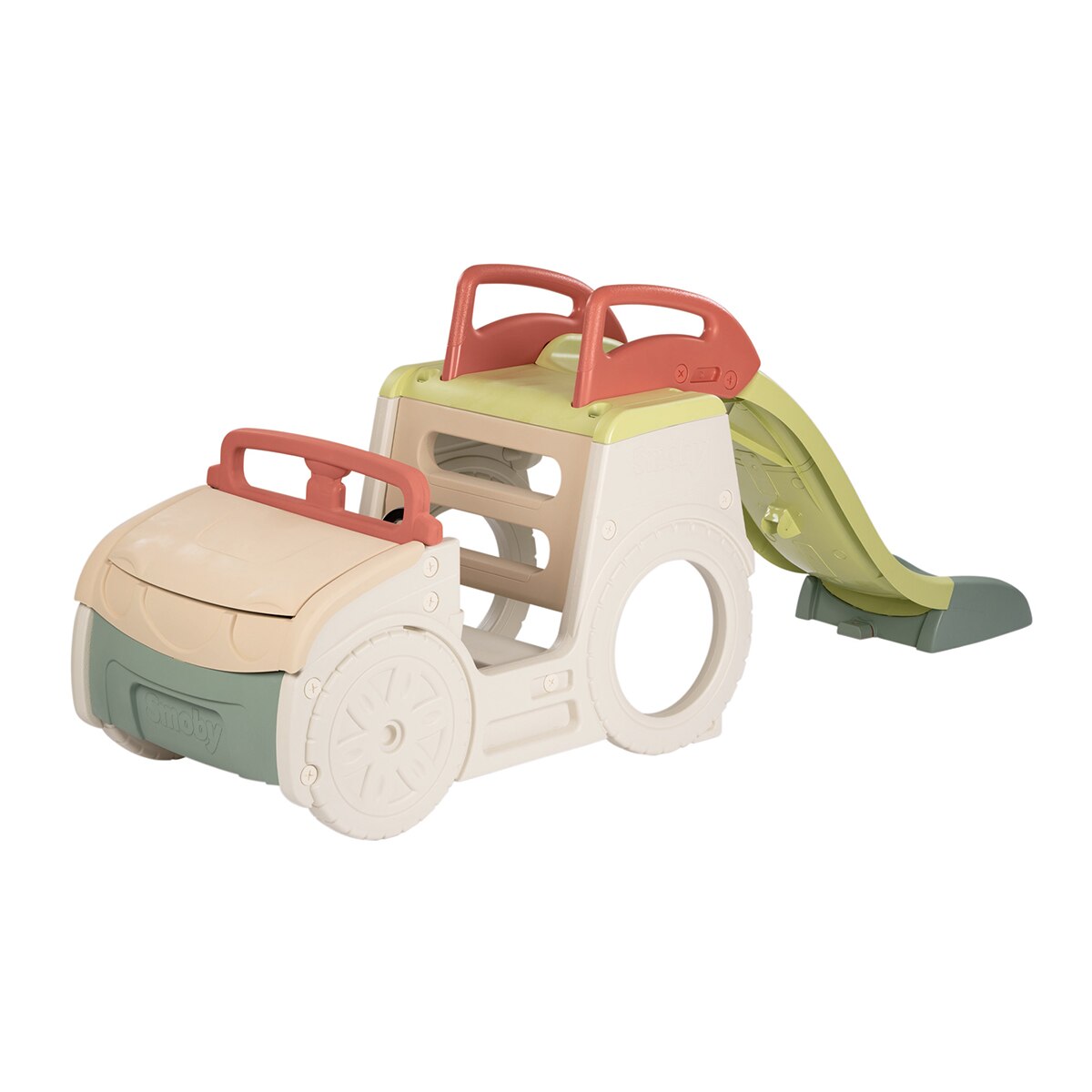 Smoby – Coche aventura. Coche multiactividades, con 3 actividades distintas: puesto de conducción, tobogán y arenero. Smoby Life.