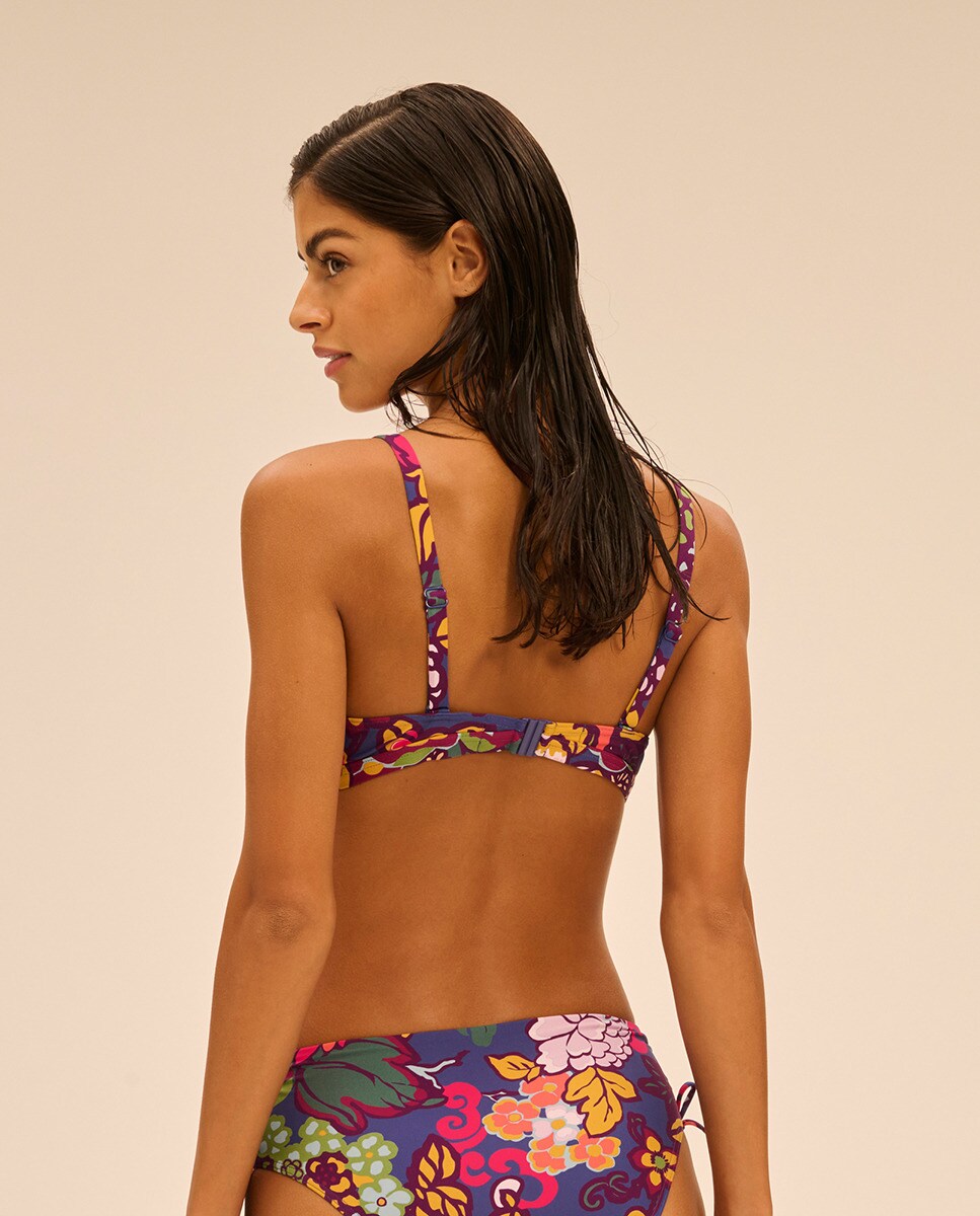 Top de Biquíni com Aros Ocultos e Forma Triangular Multicolor-2