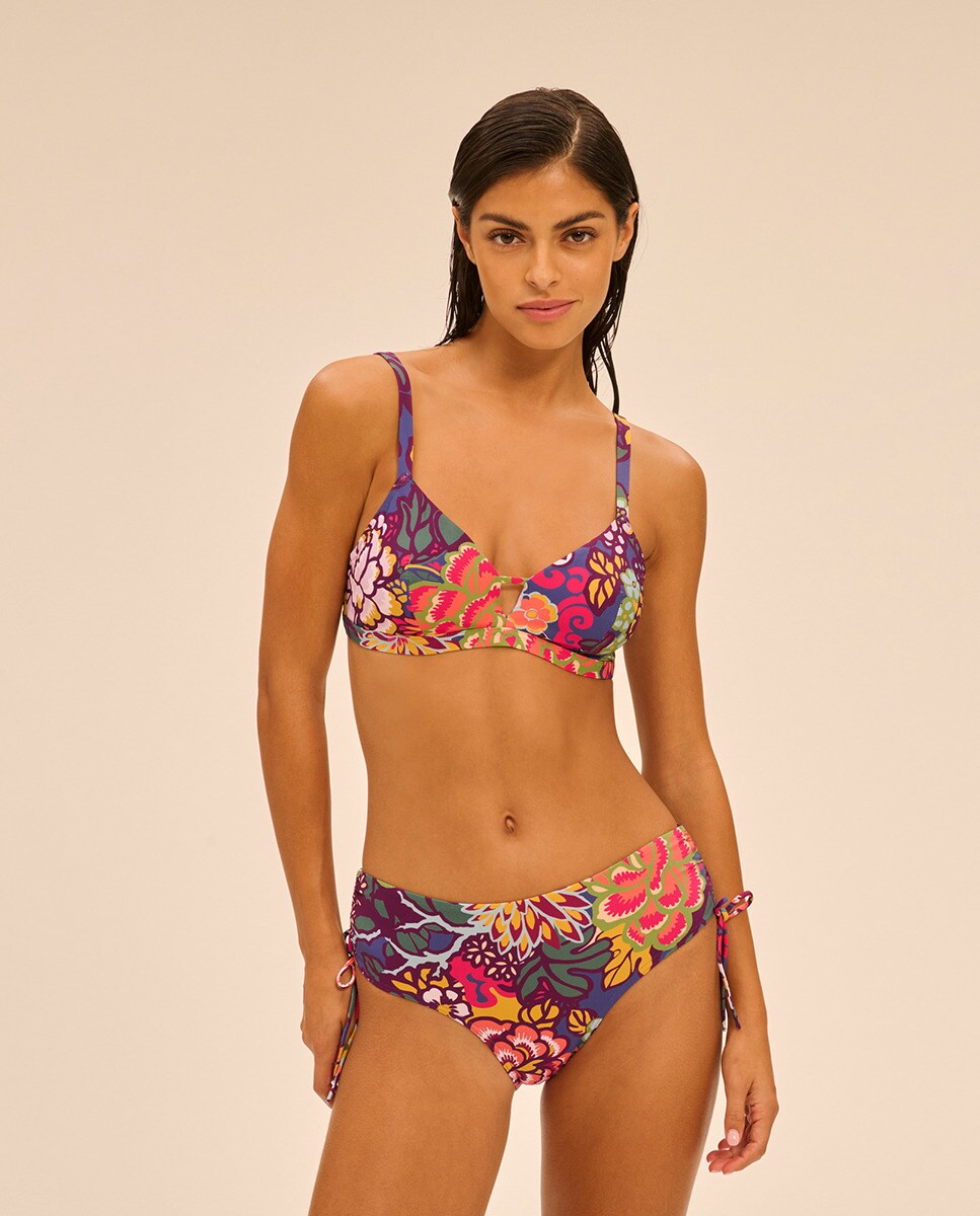 Top de Biquíni com Aros Ocultos e Forma Triangular Multicolor-5