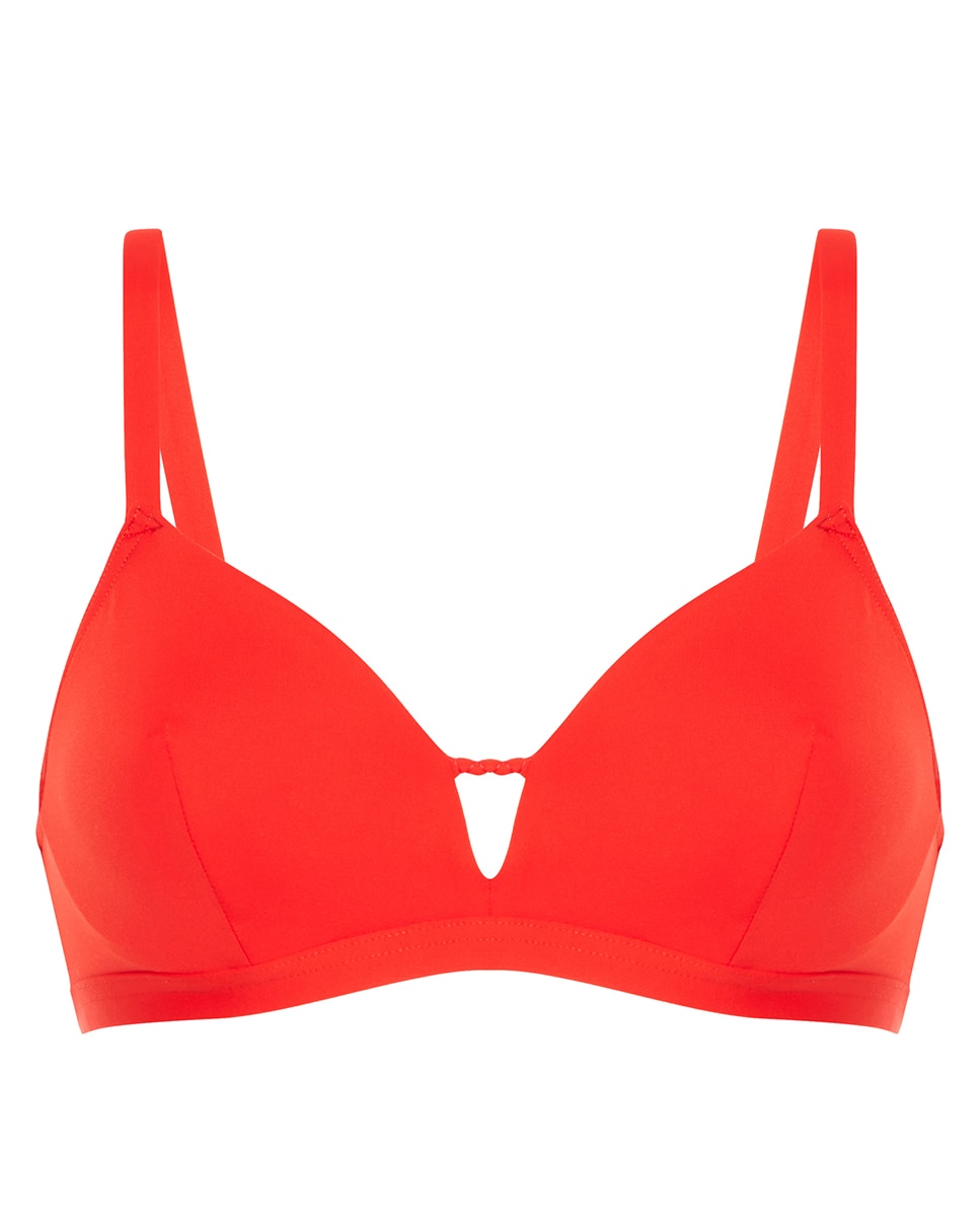 Top de Biquíni com Aros Ocultos e Forma Triangular Laranja-4