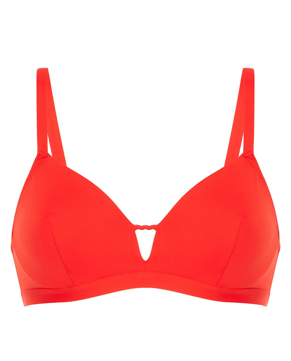 Top de Biquíni com Aros Ocultos e Forma Triangular Laranja-4