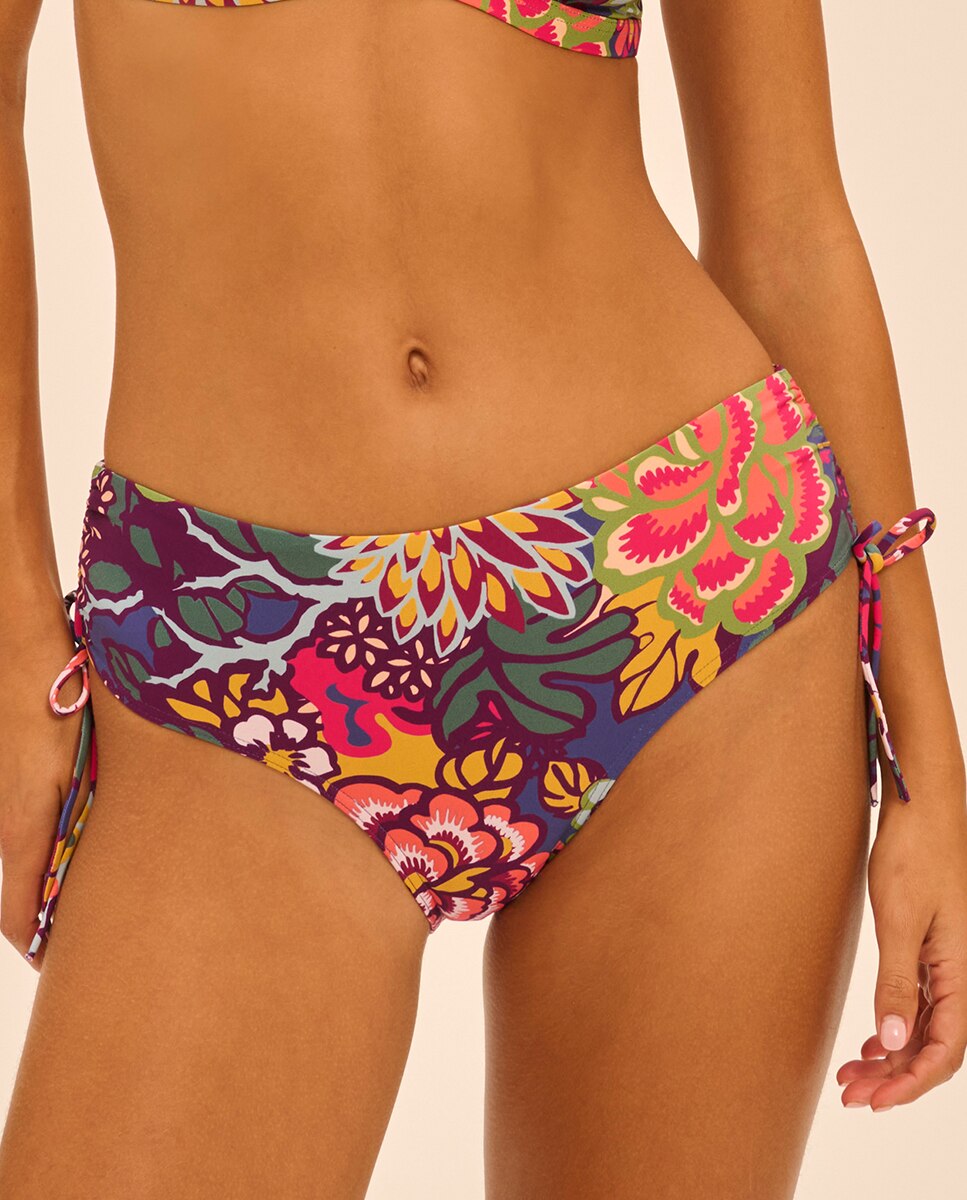 Cueca de Biquíni com Cintura Subida Multicolor-1