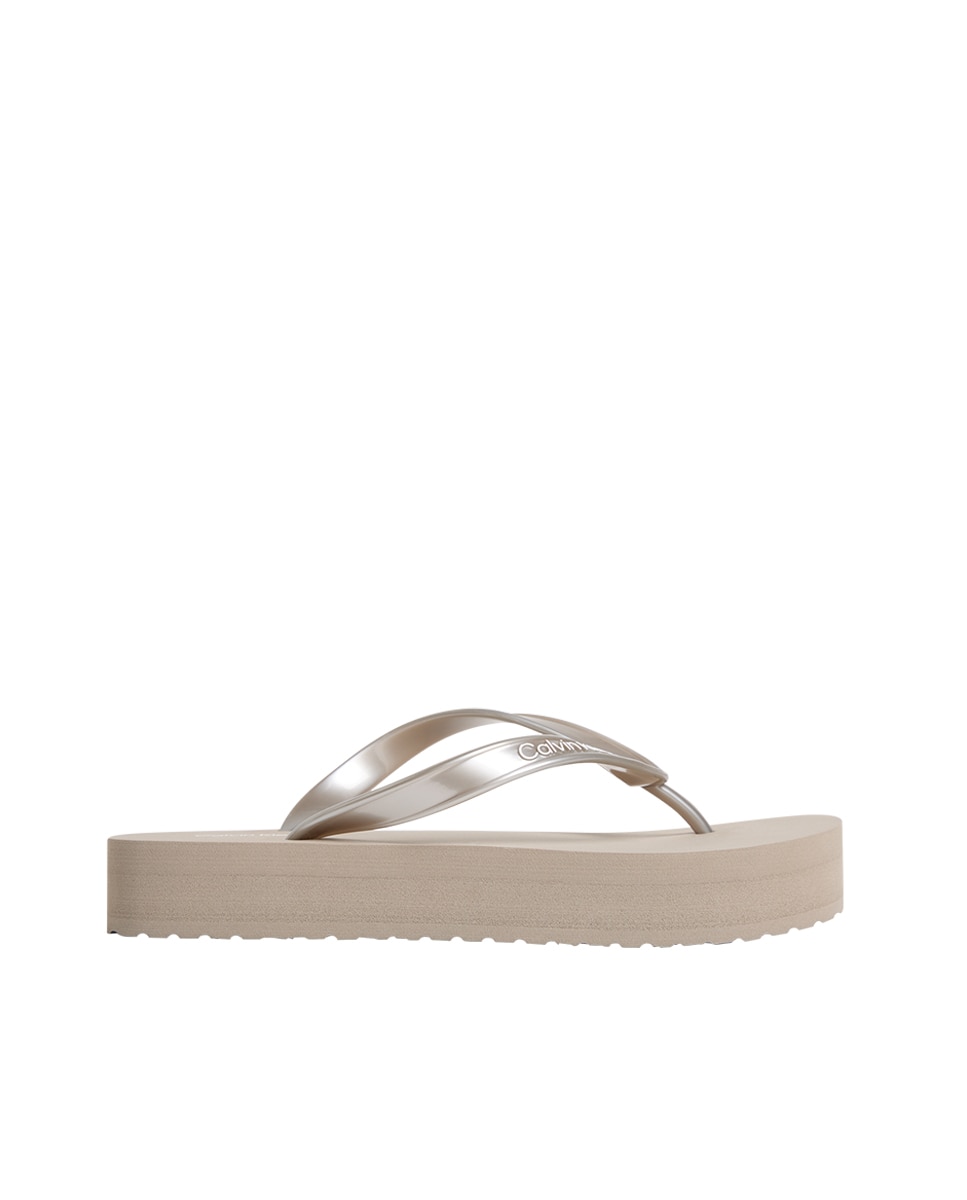 Imagem 0 de Chinelos com Plataforma e Tiras Metalizadas