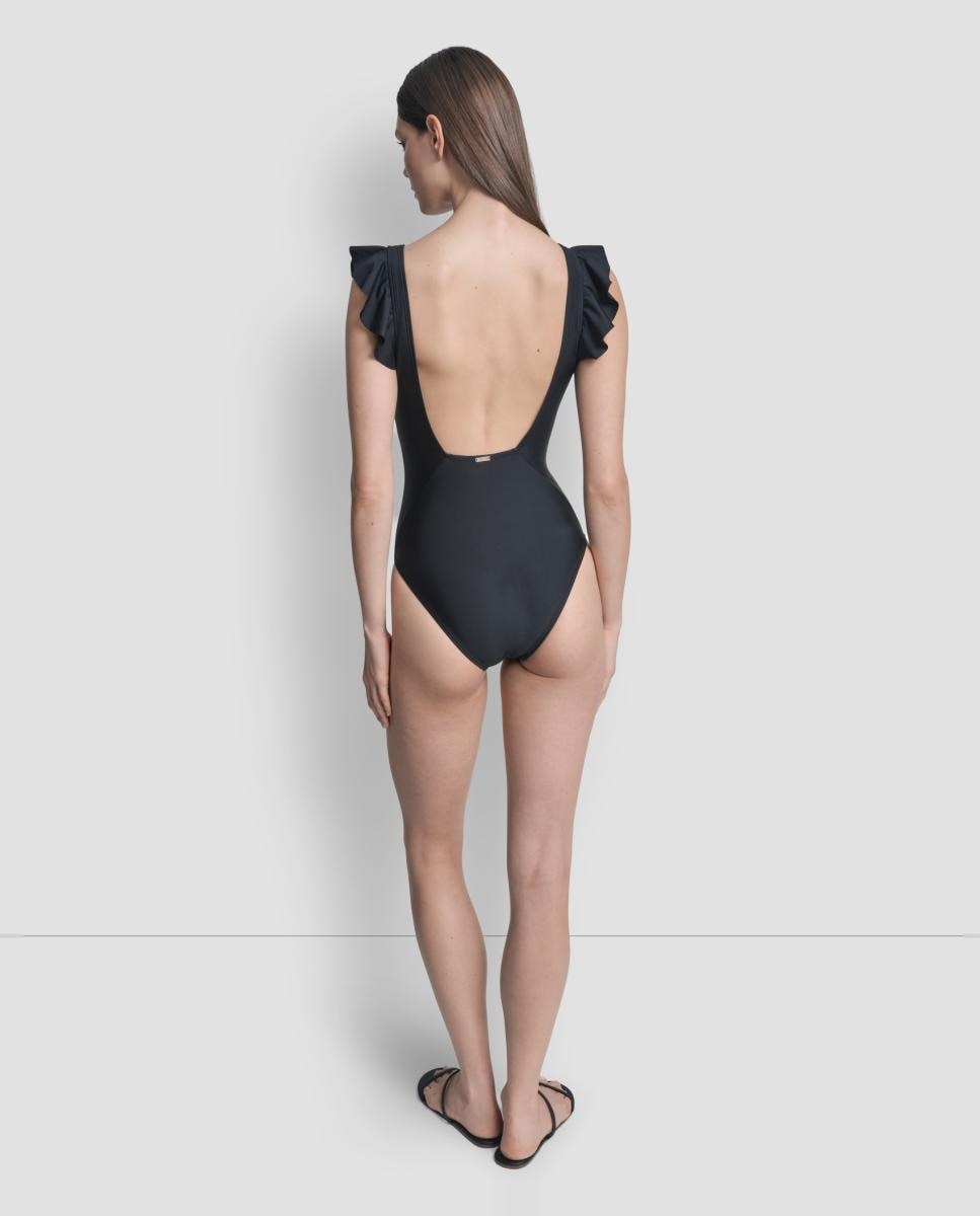 Bañador con mangas con volantes - DKNY - Negro Negro-4