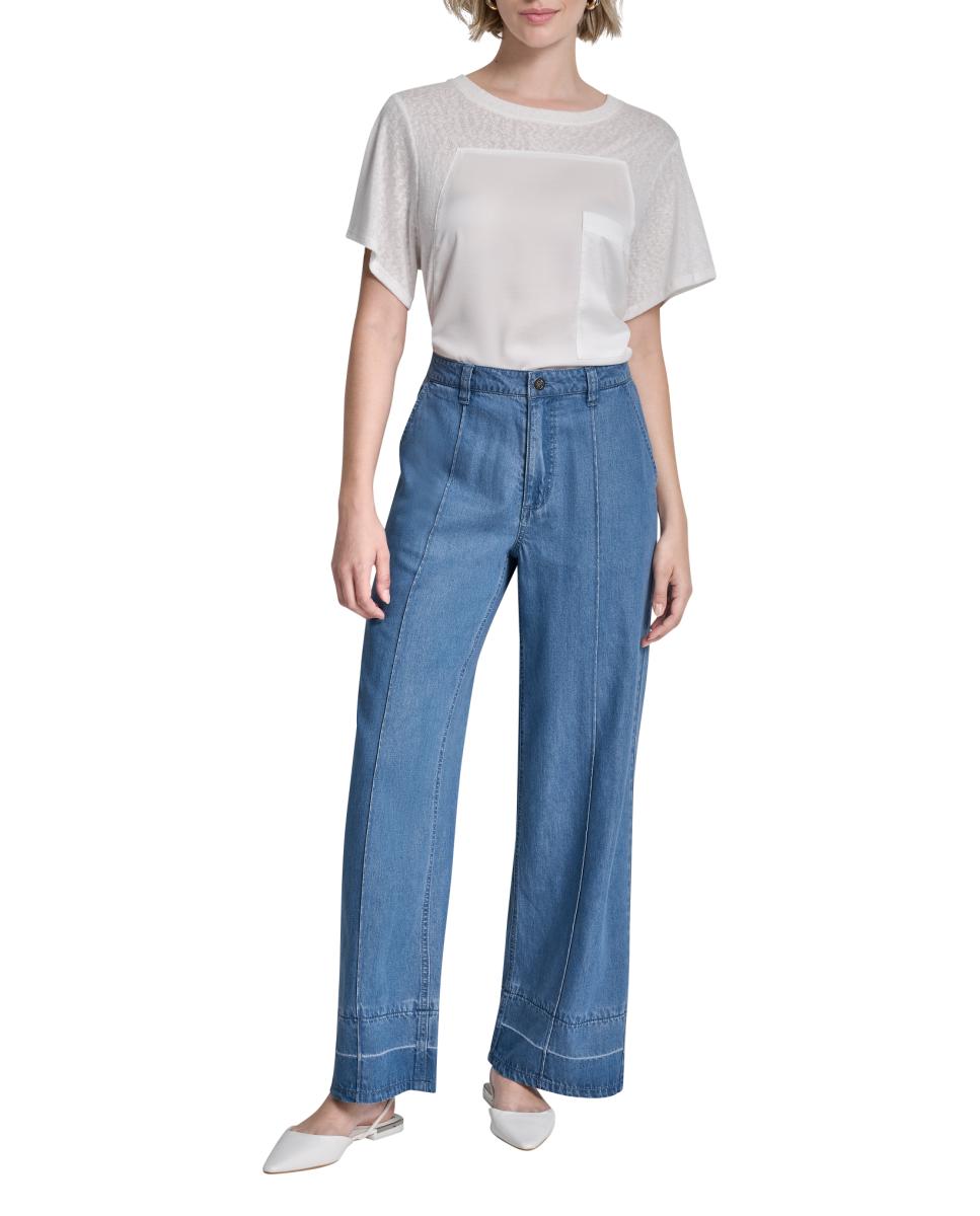 DKNY - Pantalón recto de tencel.
