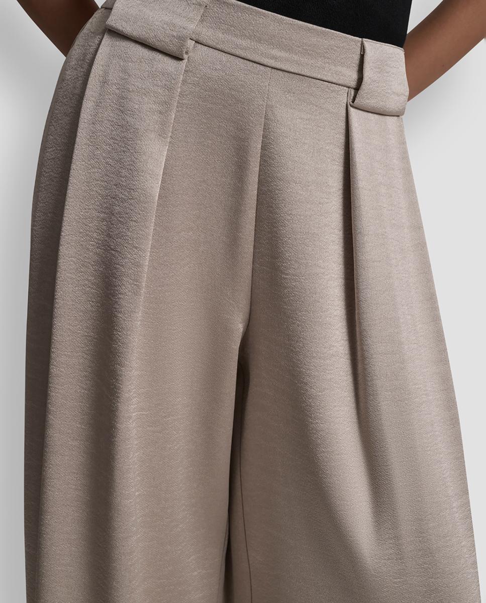 Calças fluidas de mulher Taupe-2