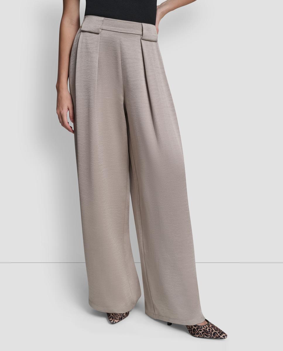 Calças fluidas de mulher Taupe-4