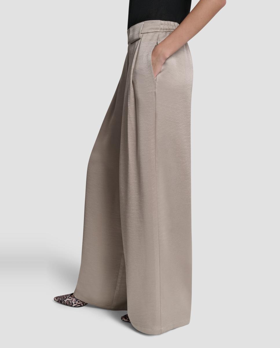 Calças fluidas de mulher Taupe-5
