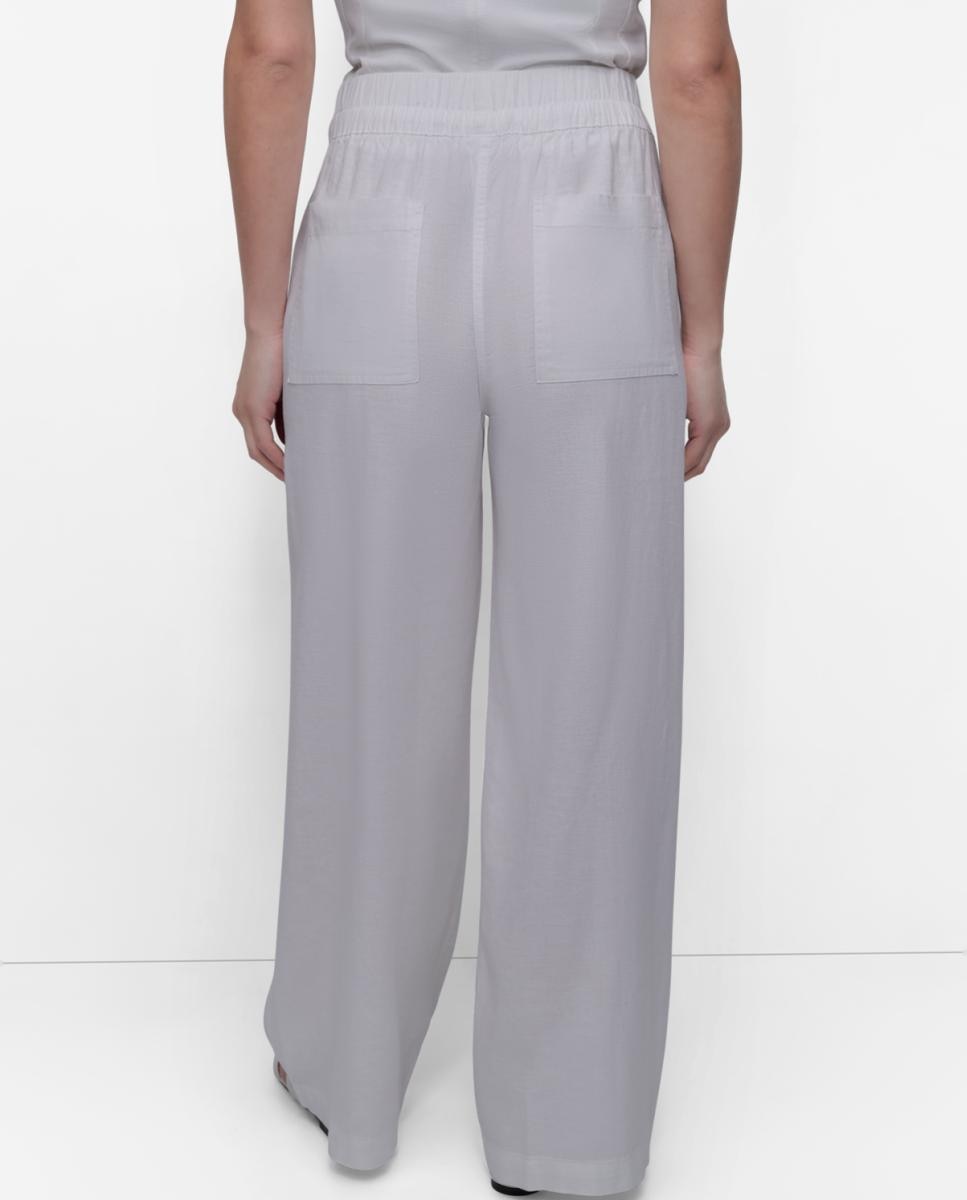 Calças fluidas de mulher Branco-3