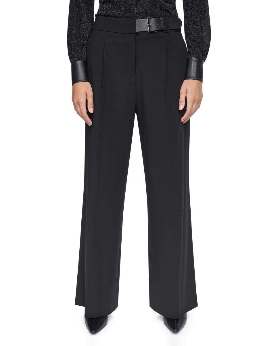 Pantalón de mujer con cinturón - DKNY - Negro Negro-3