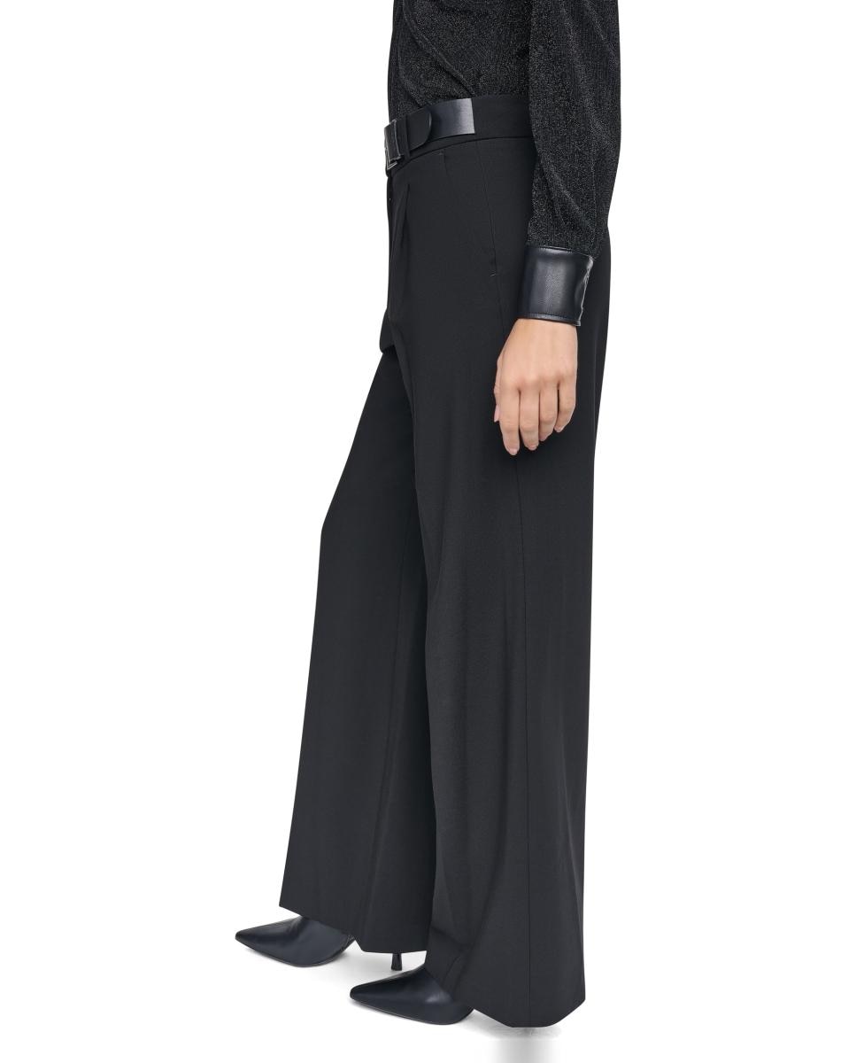 Pantalón de mujer con cinturón - DKNY - Negro Negro-4