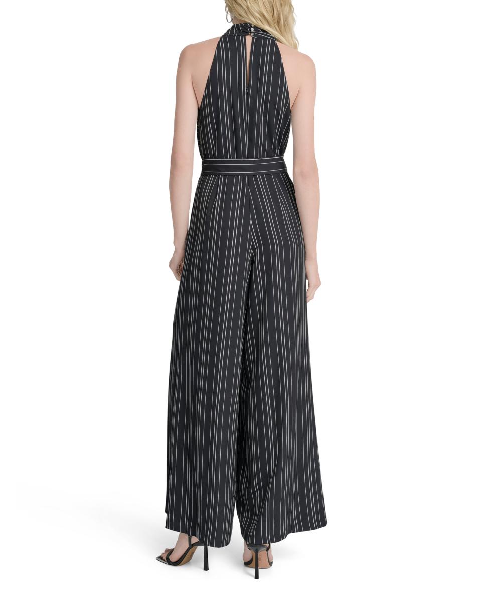 Macacão às Riscas com Gola Halter Preto-3