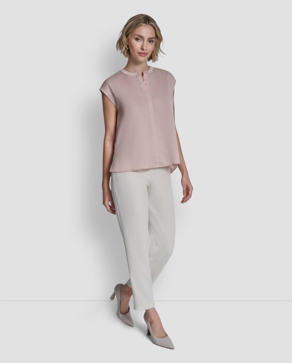 Blusa Acetinada com Manga Curta Rosa-claro-2