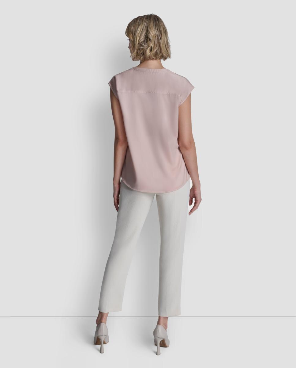 Blusa Acetinada com Manga Curta Rosa-claro-3
