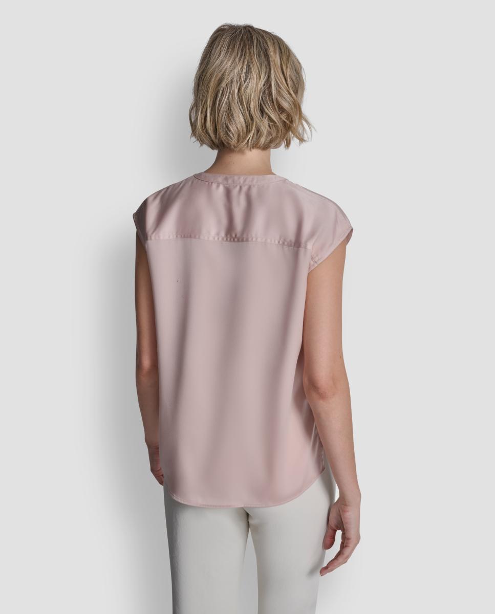 Blusa Acetinada com Manga Curta Rosa-claro-5