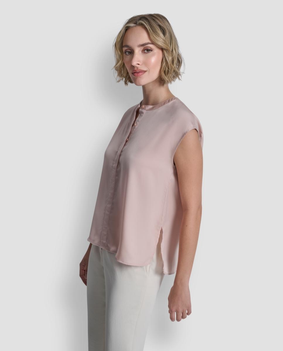 Blusa Acetinada com Manga Curta Rosa-claro-6