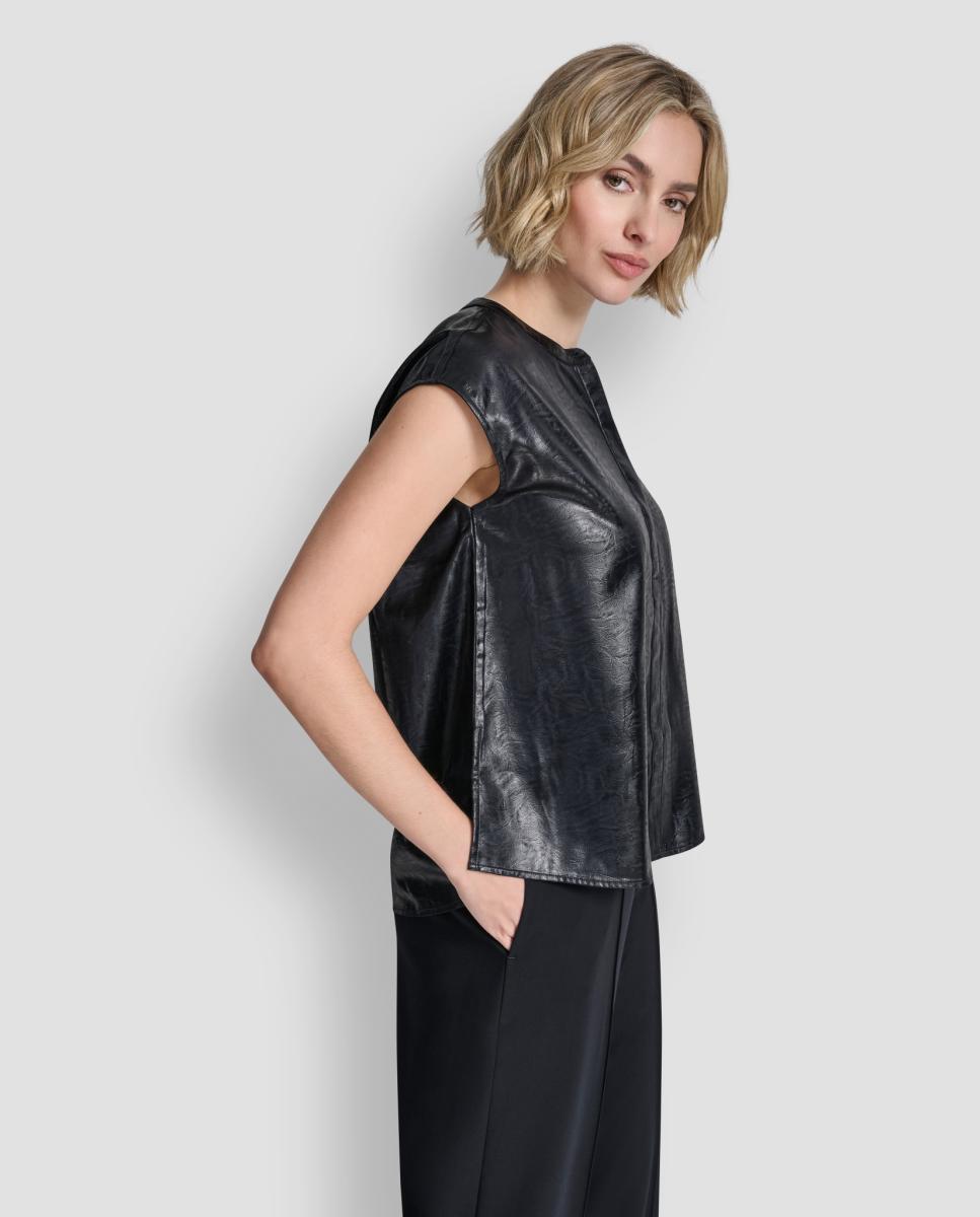 Blusa com Efeito de Polipele Preto-2